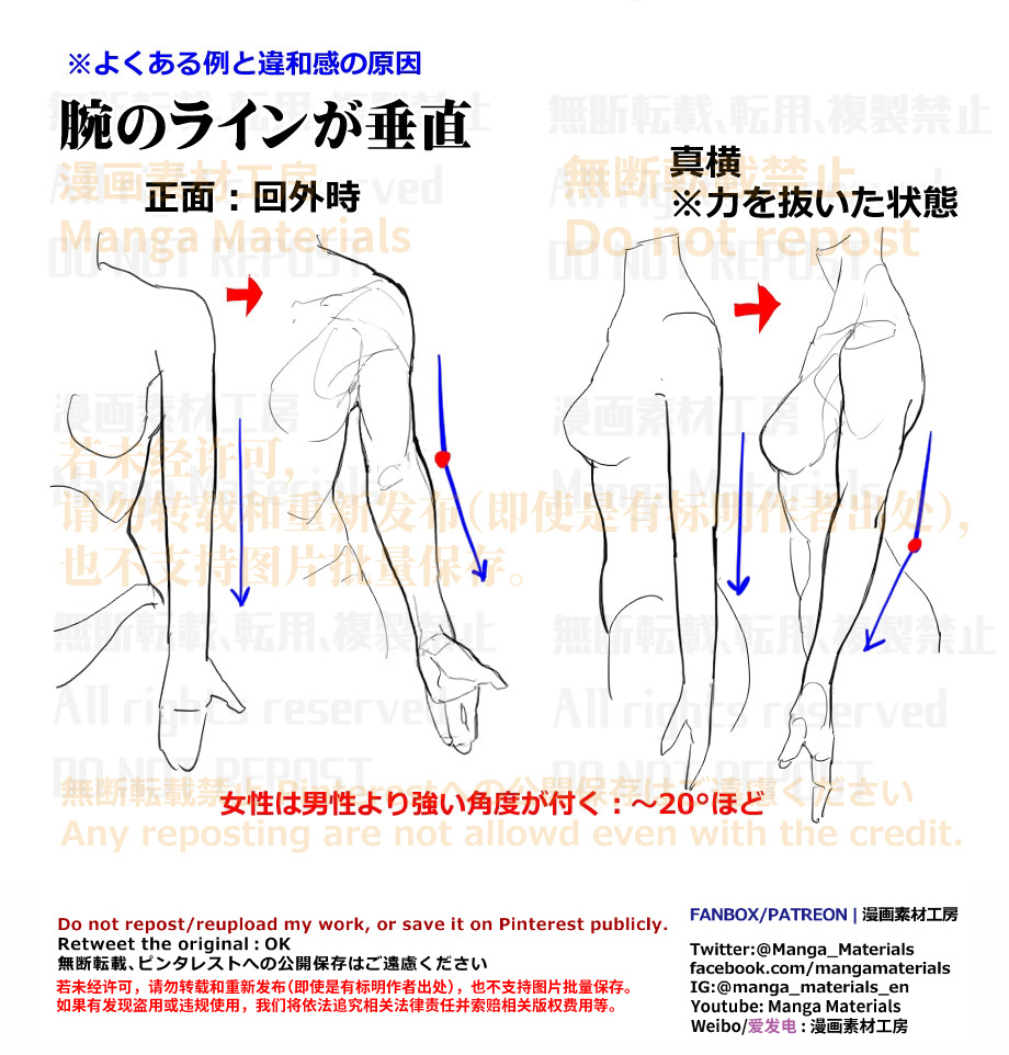 個人メモ：腕のラインと肘周りの凹凸