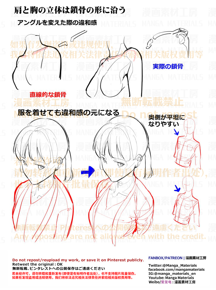 個人メモ：肩と*の立体は鎖骨の形に沿う