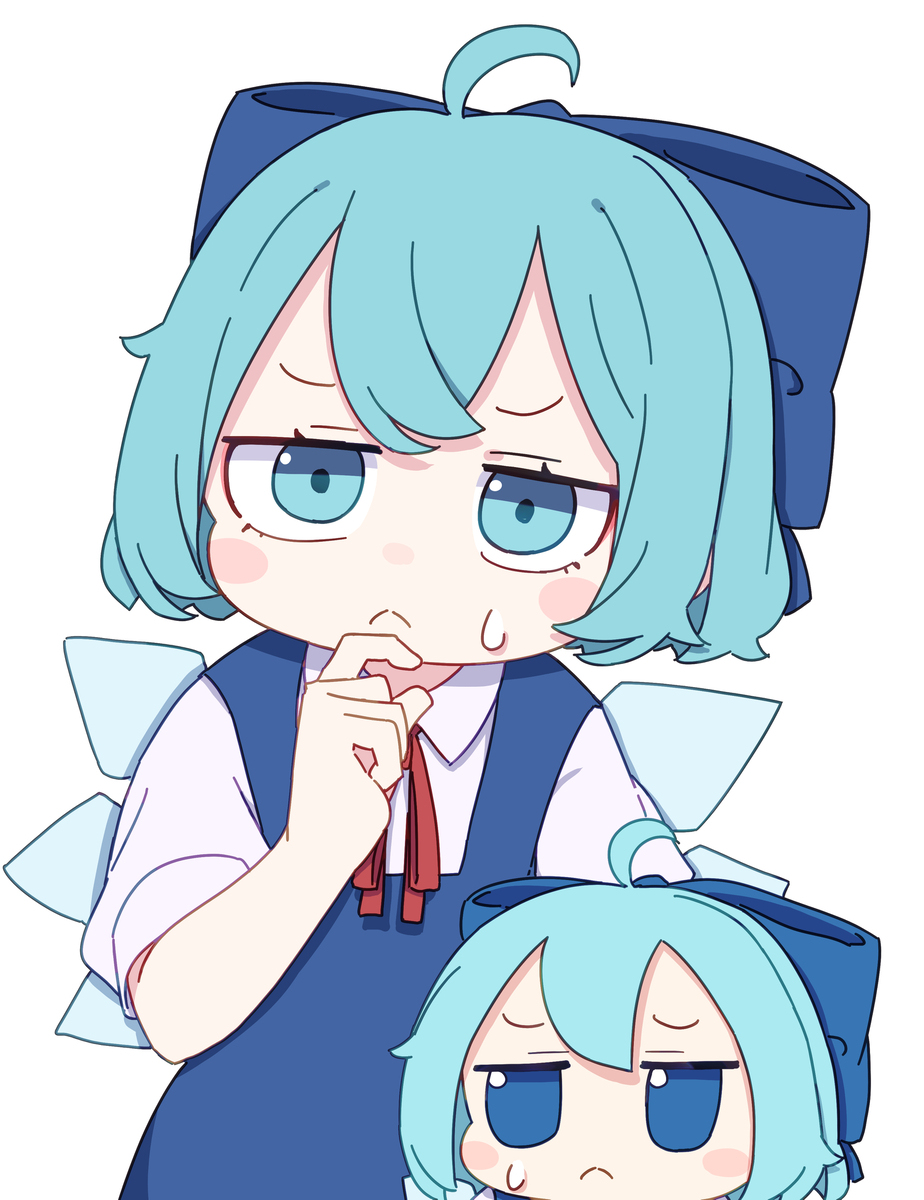 胡乱げな顔のチルノたち