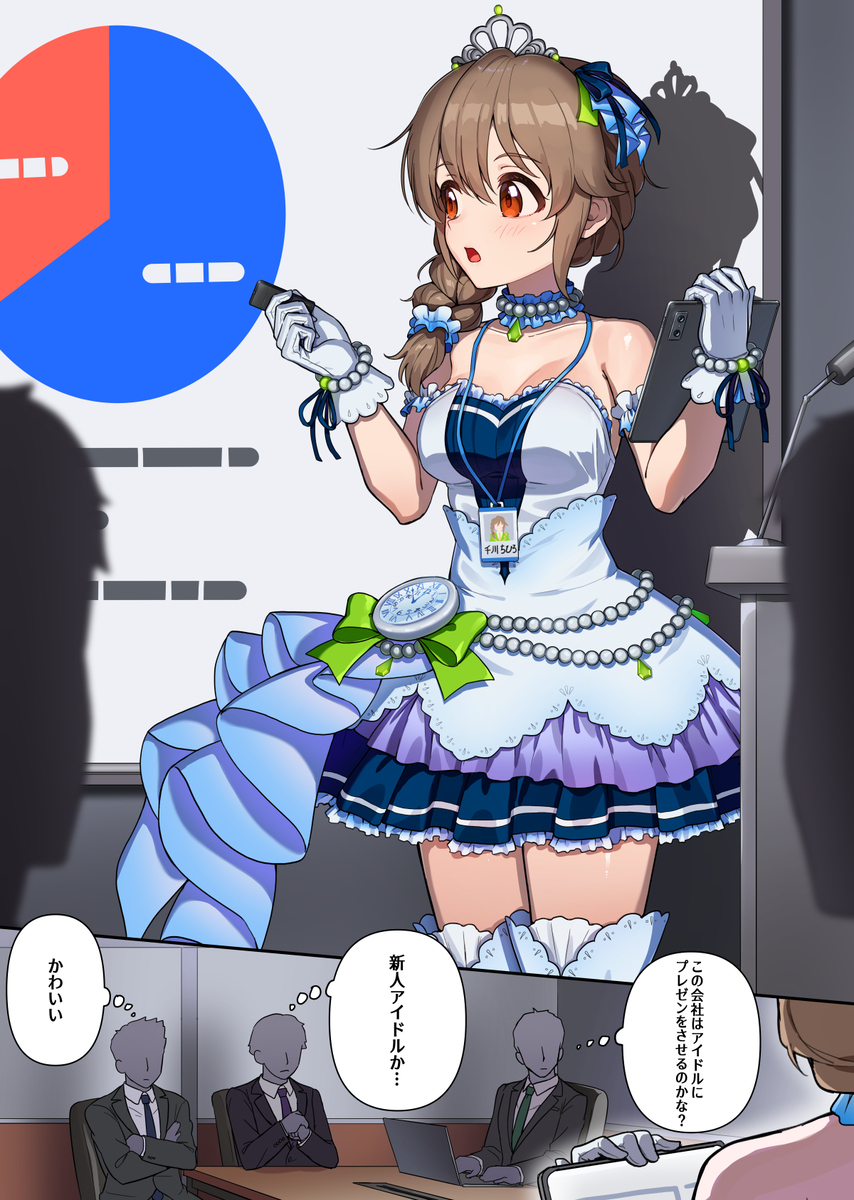 取引先にプレゼンするちひろさん