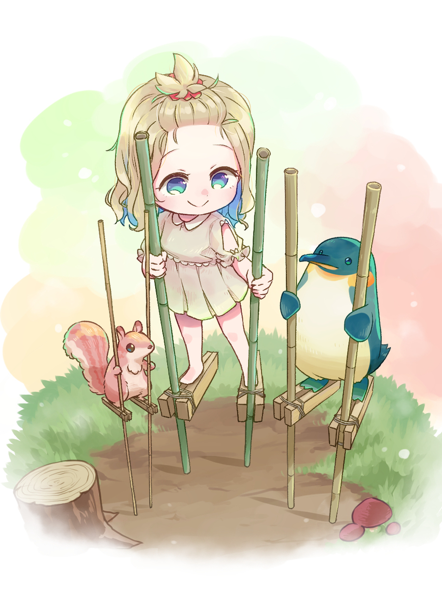 のんびりイラスト「竹馬の友」