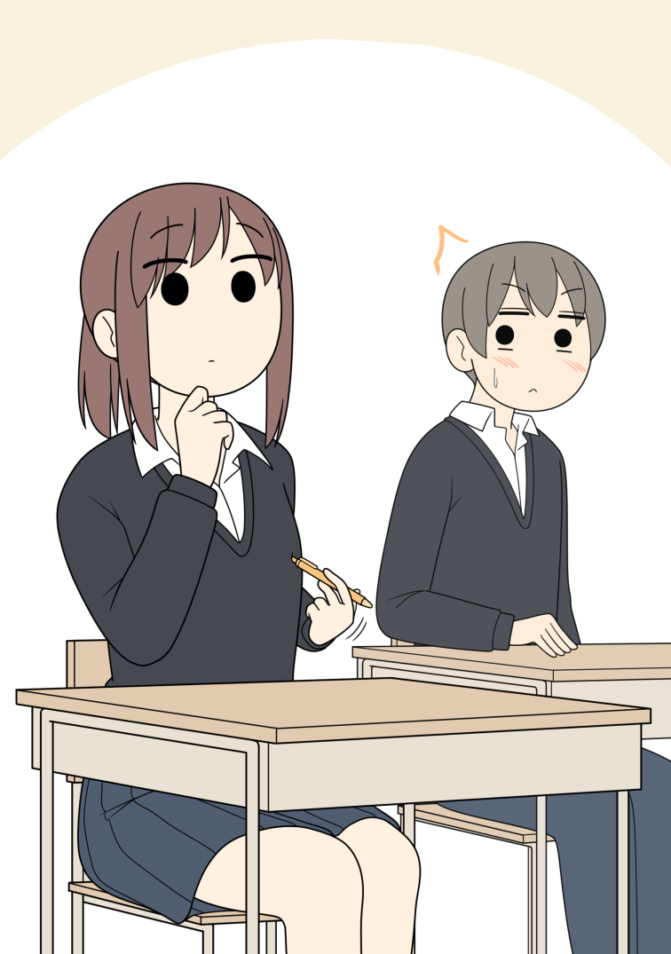 考え事をしていると無意識に手が動いてしまう女の子
