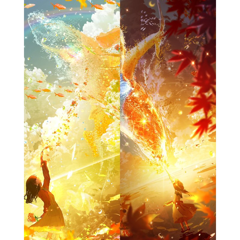 黄金色の秋と夕焼け色の秋