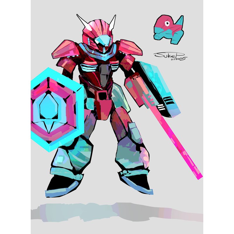 ポリゴンモチーフの騎士