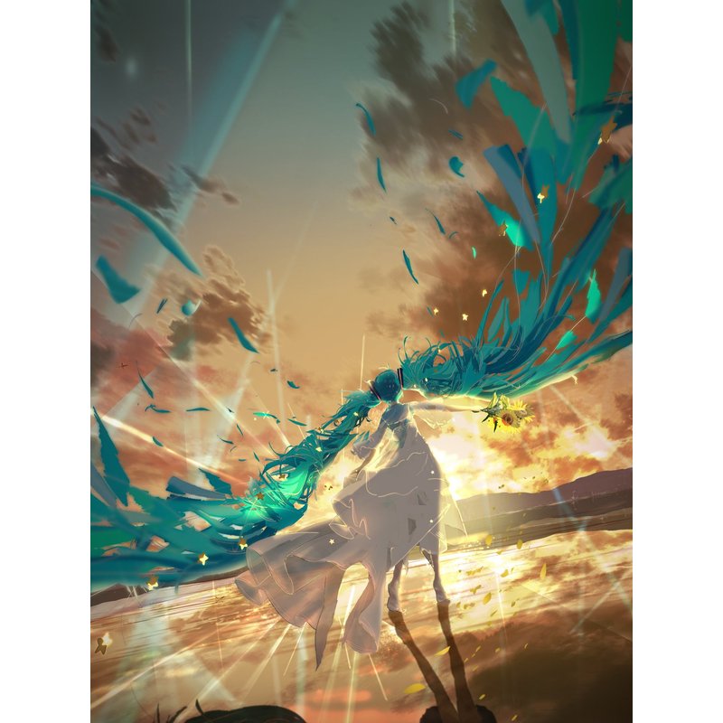 初音ミクと夕日